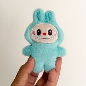 mini blue labubu keychain bag charm 4"